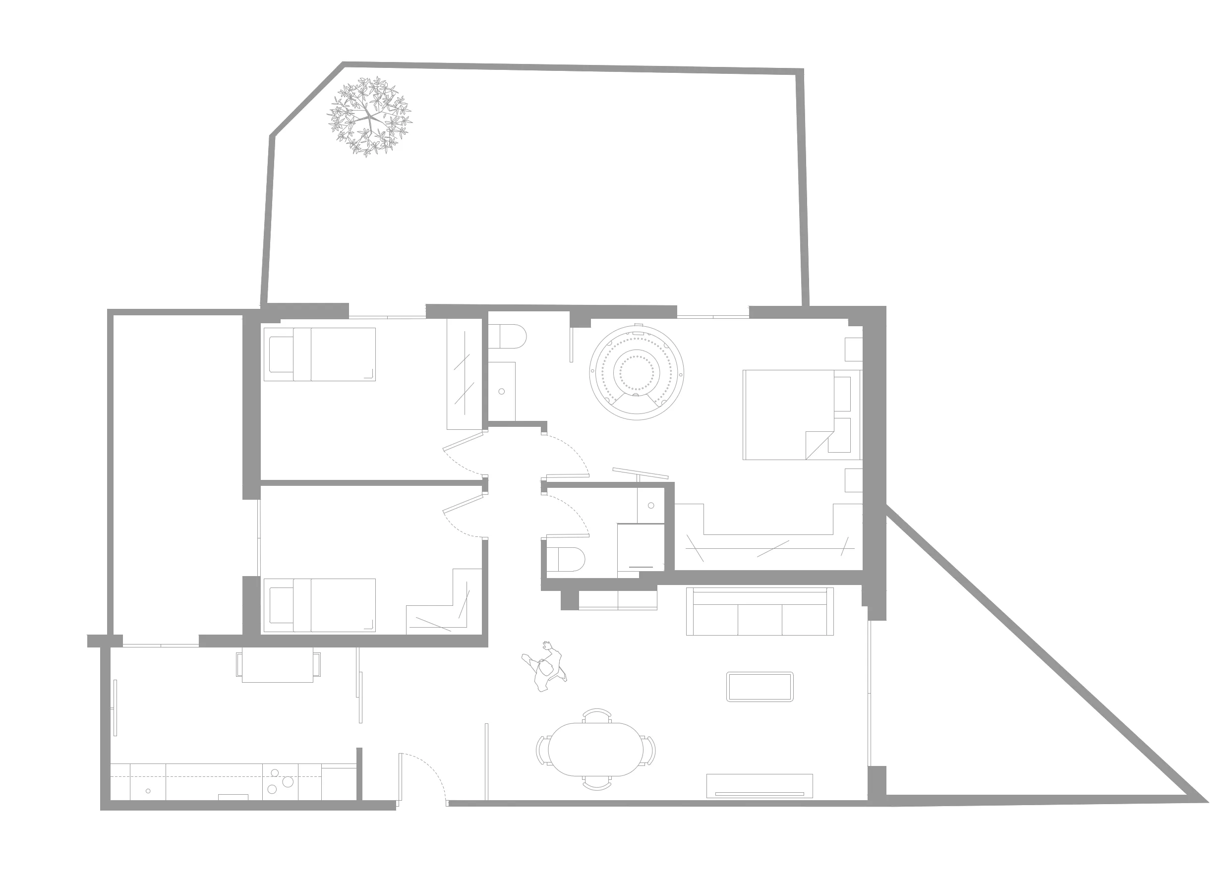 Plano de alzado y plantas de reforma integral en Zaragoza